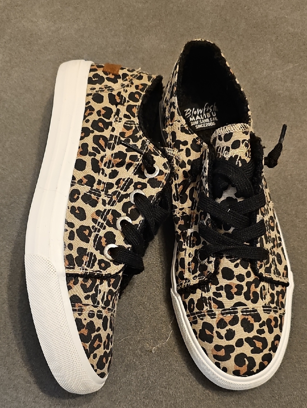 Blowfish Leopard Print Lace-Up Sneakers - Tan, Black, White